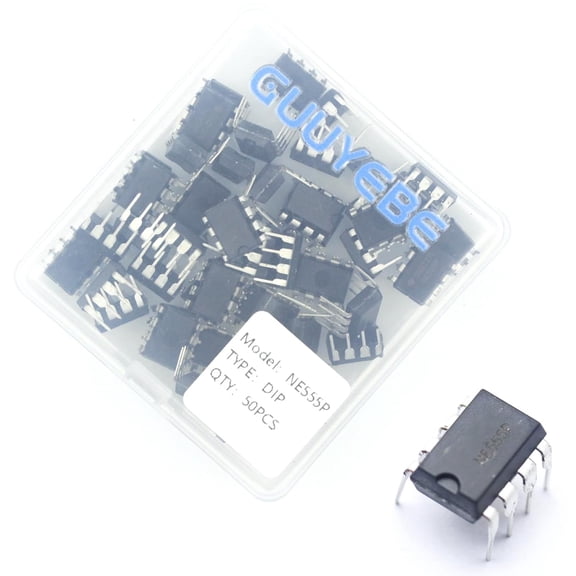 GuuYebe 50Pcs NE555 Timer IC NE555P 555 DIP-8 Timing Integrated Circuits of Semiconductor Products