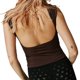 thumbnail image 4 of Camiseta De Verano Camisa ajustada para mujer Sin espalda Manga corta Crop Top Casual Slim Fit Traje diario Ygjytge Marrón Oscuro S para Mujer, 4 of 8