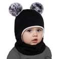 thumbnail image 1 of MIASHUI Ensemble Bonnet et Foulard d'Hiver pour Enfants avec Capuche Intégrée Accessoires Temps Froid Noir, Taille Unique, 1 of 4