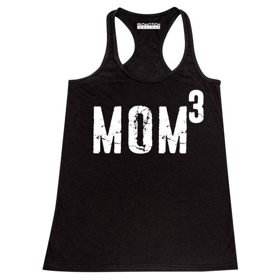 P&B Mom of 3, Mom Cubed Women's Tank Top, Black, L
