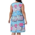 thumbnail image 4 of DARING DIVA Plus Size Floral Tank Sleeveless Boho Dress 1X Pink Blue, 4 of 5