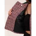 thumbnail image 5 of Chaqueta Corta de Tweed para Mujer Blazer Vintage de Tela de Cuadros con Solapa y Doble Botonadura rojo S, 5 of 5