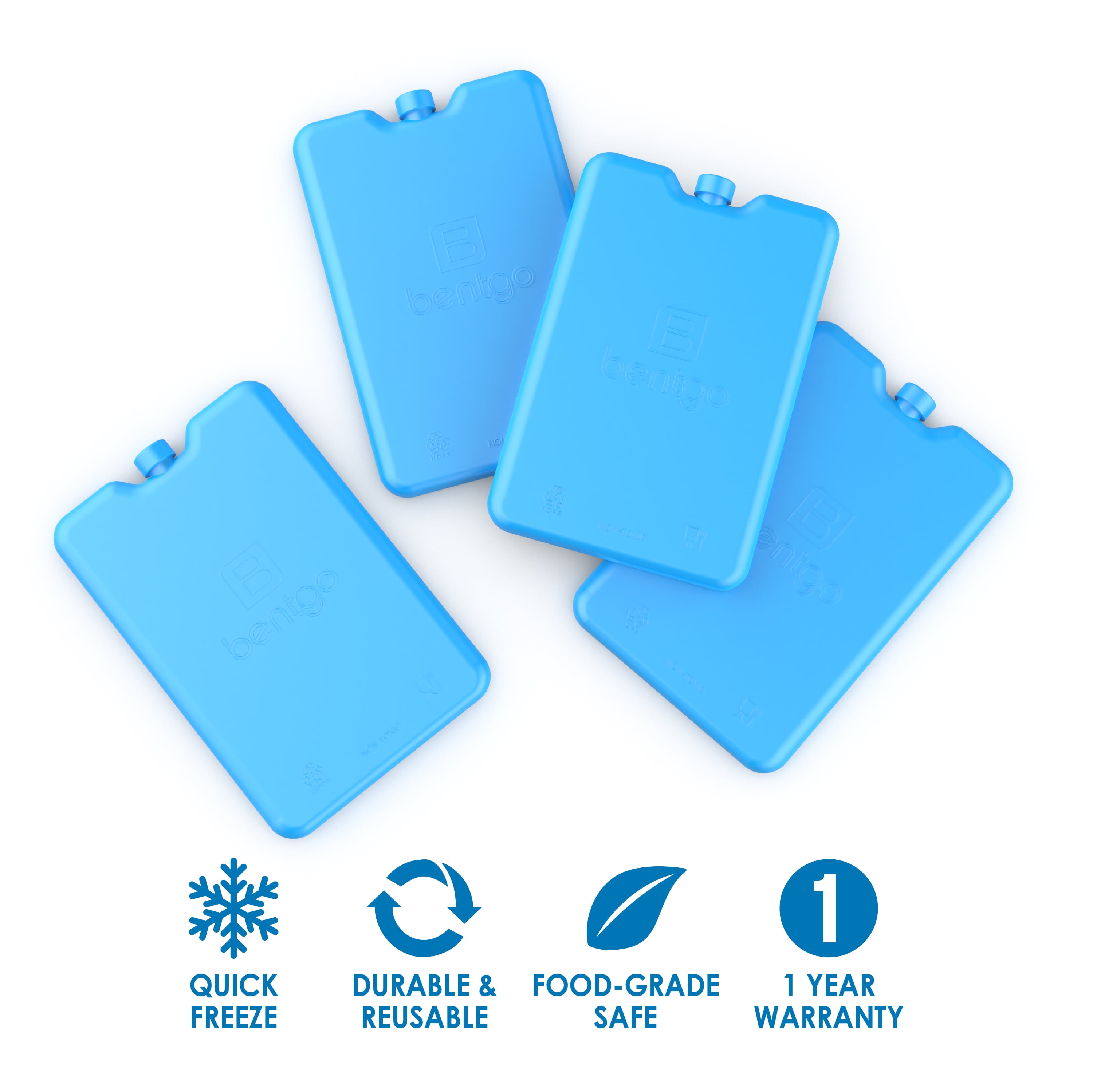 Bentgo Ice Lunch Chillers - Ultra-Thin Ice Packs Perfect for Everyday Use  in Lunch Bags, Lunch Boxes and Coolers - 4 Pack (Blue) 