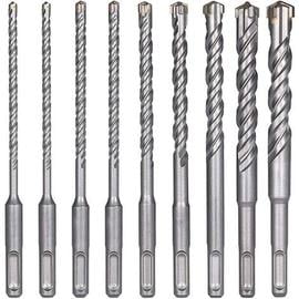 Brocas para hormigón, 9 piezas (5 mm, 16 x 160 mm), brocas para azulejos, brocas de impacto eléctricas SDS-Plus para perforadoras, brocas cruzadas para hormigón, ladrillo, piedra, natural, metal