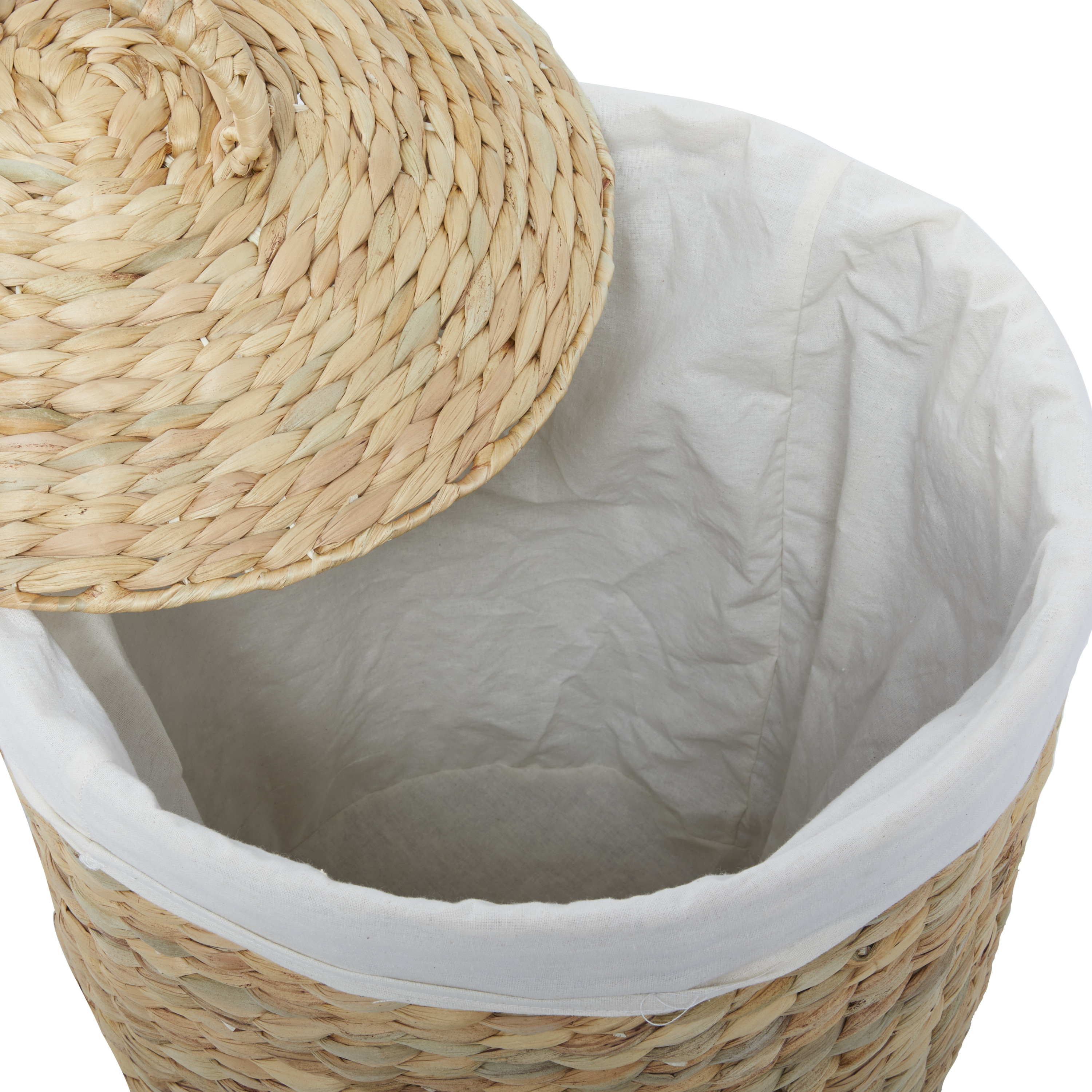 CosmoLiving by Cosmopolitan 25", 22"H Light Brown Seagrass Handmade Storage Basket with Liner and Matching Tops, 2-Pieces