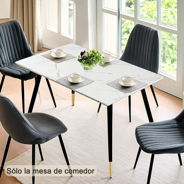 Mesa de Comedor Marble para 4 a 6 Personas 110CM Mesa de Cocina Rectangular con Patas de Dorado,Moderno FurnitureR Moderno Rectangular Mesa