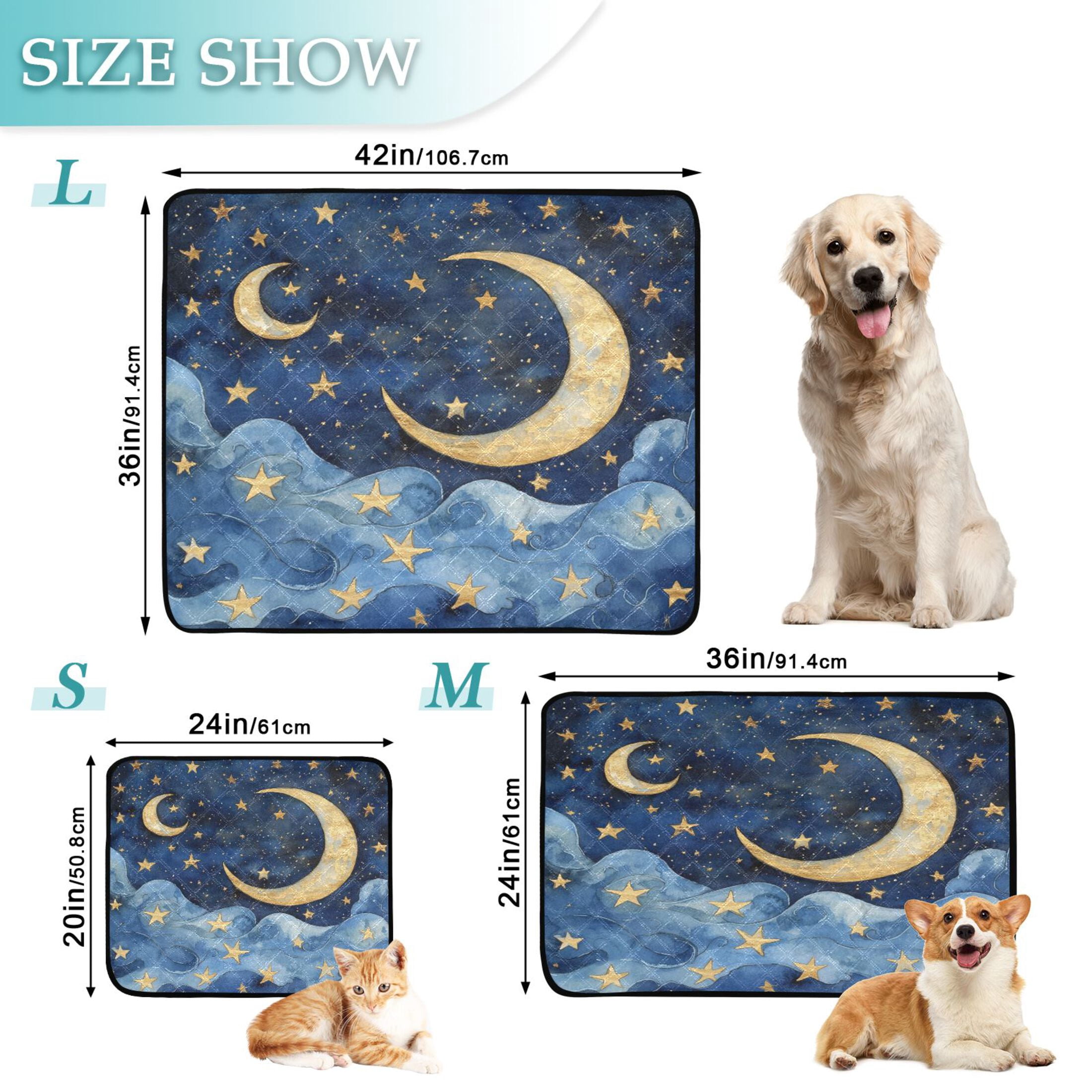 Qxltty Cloudy Sea Night Sky Cat litter Pads Pet Set of 3 Diaper Mats Center Anti-leakage Layer Absorbent Soft and Comfortable