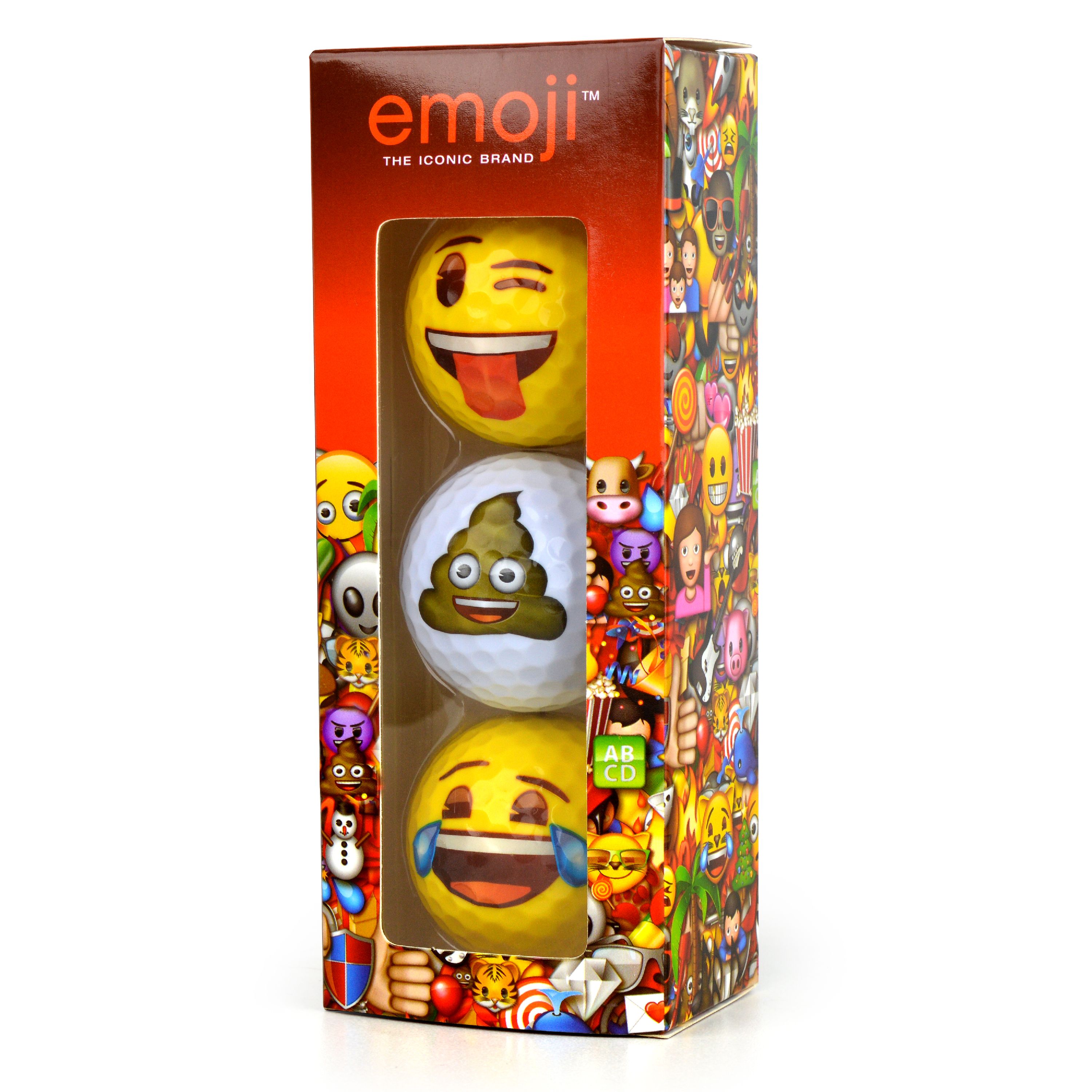 Emoji Golf Balls 3pk Wink Poop Crying Laughter
