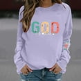 thumbnail image 5 of Uootdi God is Good Sweatshirt Gift for Women Oversized Christian Long Sleeve Shirts Jesus Religious Pullover Bible Verse Inspir ational Tops, 5 of 6