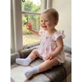 thumbnail image 6 of BemeyourBBs Newborn Baby Girls Summer Clothes Infant Baby Girls Smocked Outfits Cute Bow Print Flying Short Sleeve Babydoll Tunic Shirt Tops and Bubble Bloomer Shorts Set, 6 of 9