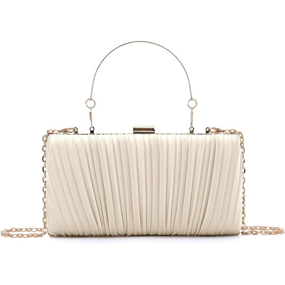 Clutch Purses for Women Pleated Evening Bag Formal Handbag with Chain for Wedding Party