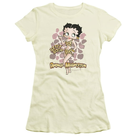 Betty Boop Animal Magnetism S/S Junior Women's T-Shirt Sheer Cream