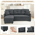 thumbnail image 3 of Timbernest 76.5" Pull Out Sofa Bed, Convertible L Shaped Sectional Sleeper Sofa with Chaise Storage, Dark Gray Linen Blend, 3 of 11