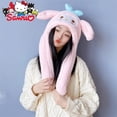 thumbnail image 2 of Sanrio-Gorro con orejas y cuello de gorro con movimiento para mujer, ropa de estudiante con estampado de Kuromi Melody Pochacco, todo en uno, dibujos animados Kawaii, mantiene el calor, de felpa LIUWENJING unisex, 2 of 2