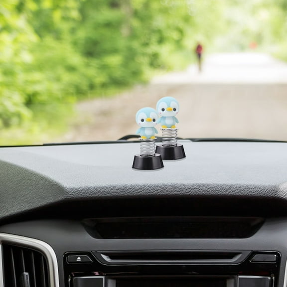 Worgeous  4 Pcs Spring Base Dashboard Toy Car Decoration Chest Shaking Ornaments Black
