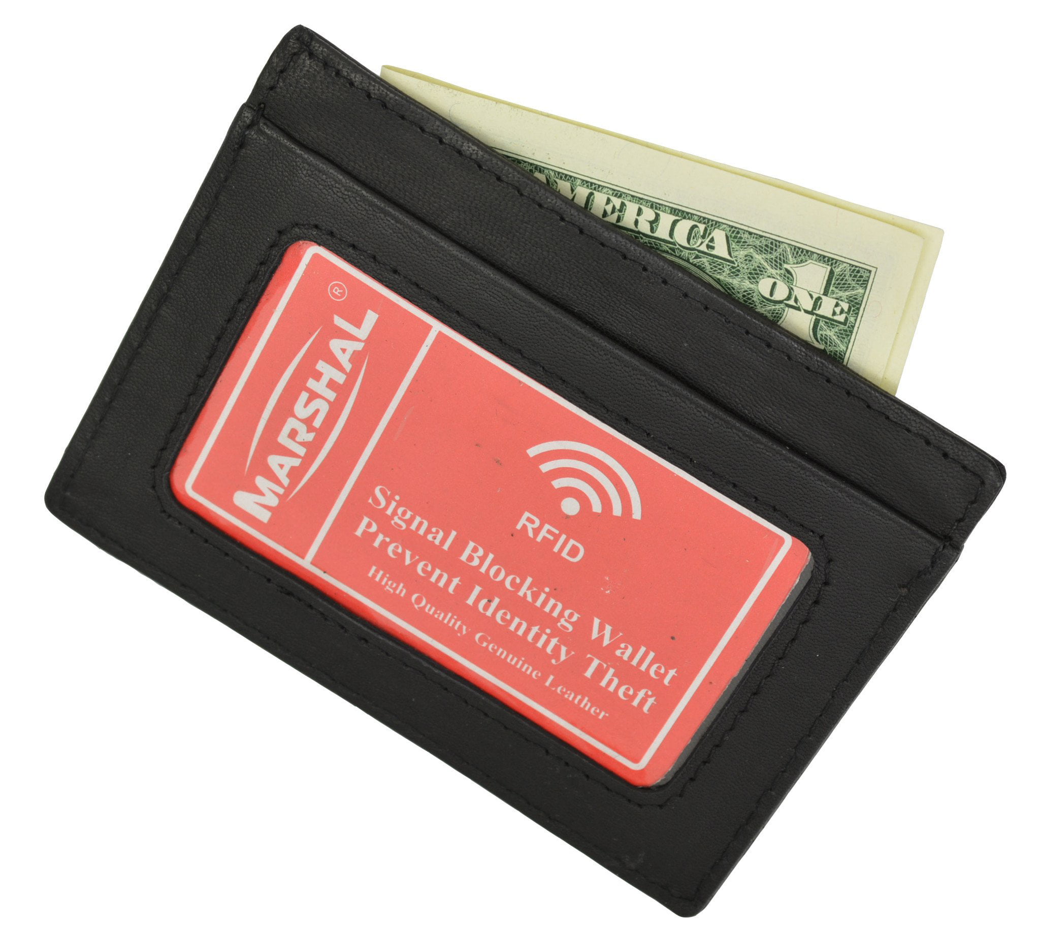 Marshalwallet - RFID Wallet Mens Slim Leather RFID Blocking Front Pocket Wallet Thin Card Holder ...