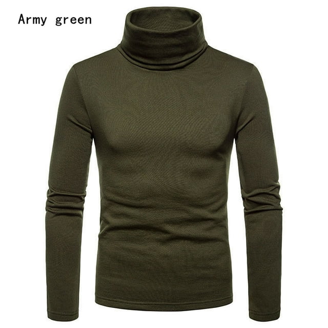 Chandail à Manches Longues pour Homme, Col Roulé Montant, Extensible, Ajusté, Basique
