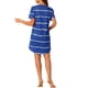 thumbnail image 3 of CAMISETA DE NOCHE PARA MUJERES INSPIRE CHIC Cuello Redondo Mangas Cortas Camisón a Rayas S Azul, 3 of 6