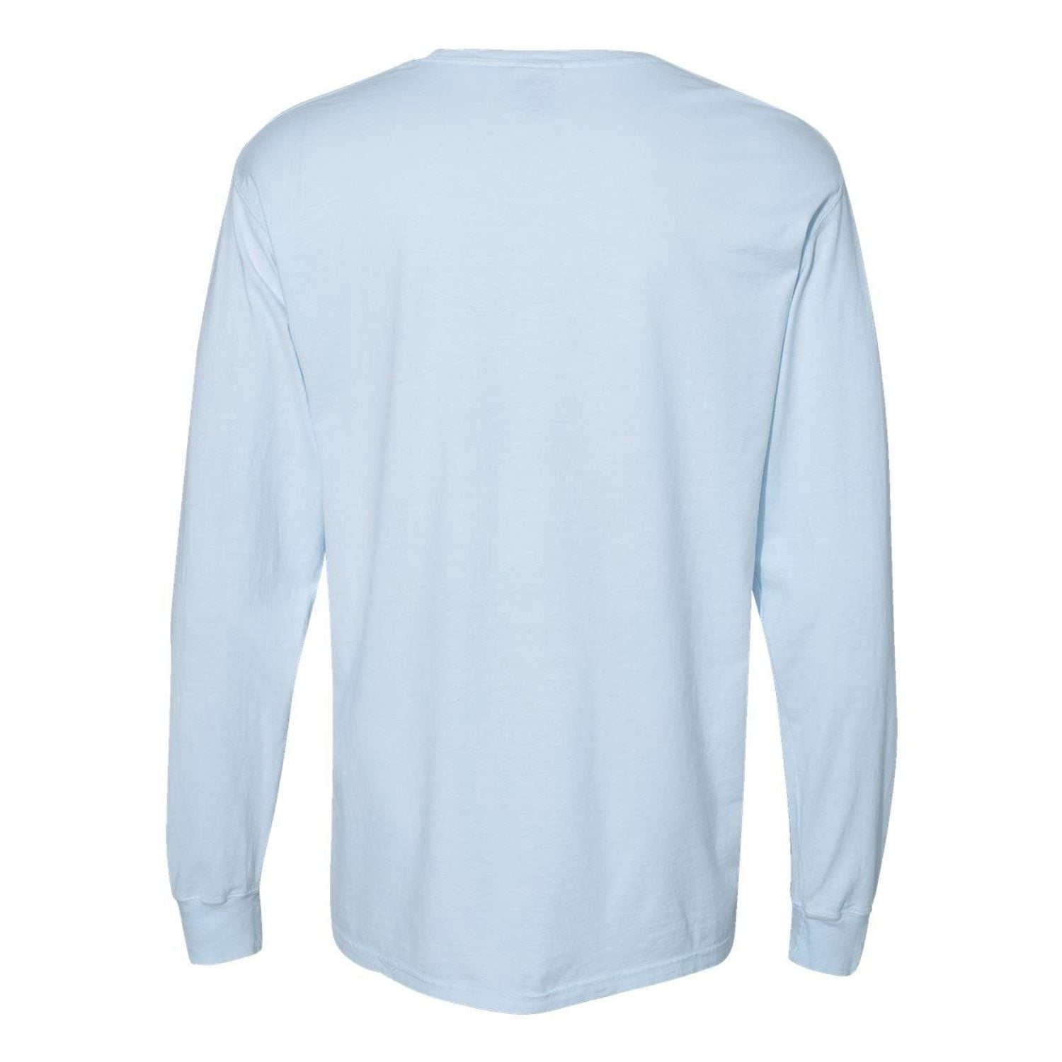 Hanes Unisex Garment Dyed Long Sleeve Pocket T-Shirt Soothing Blue 3XL