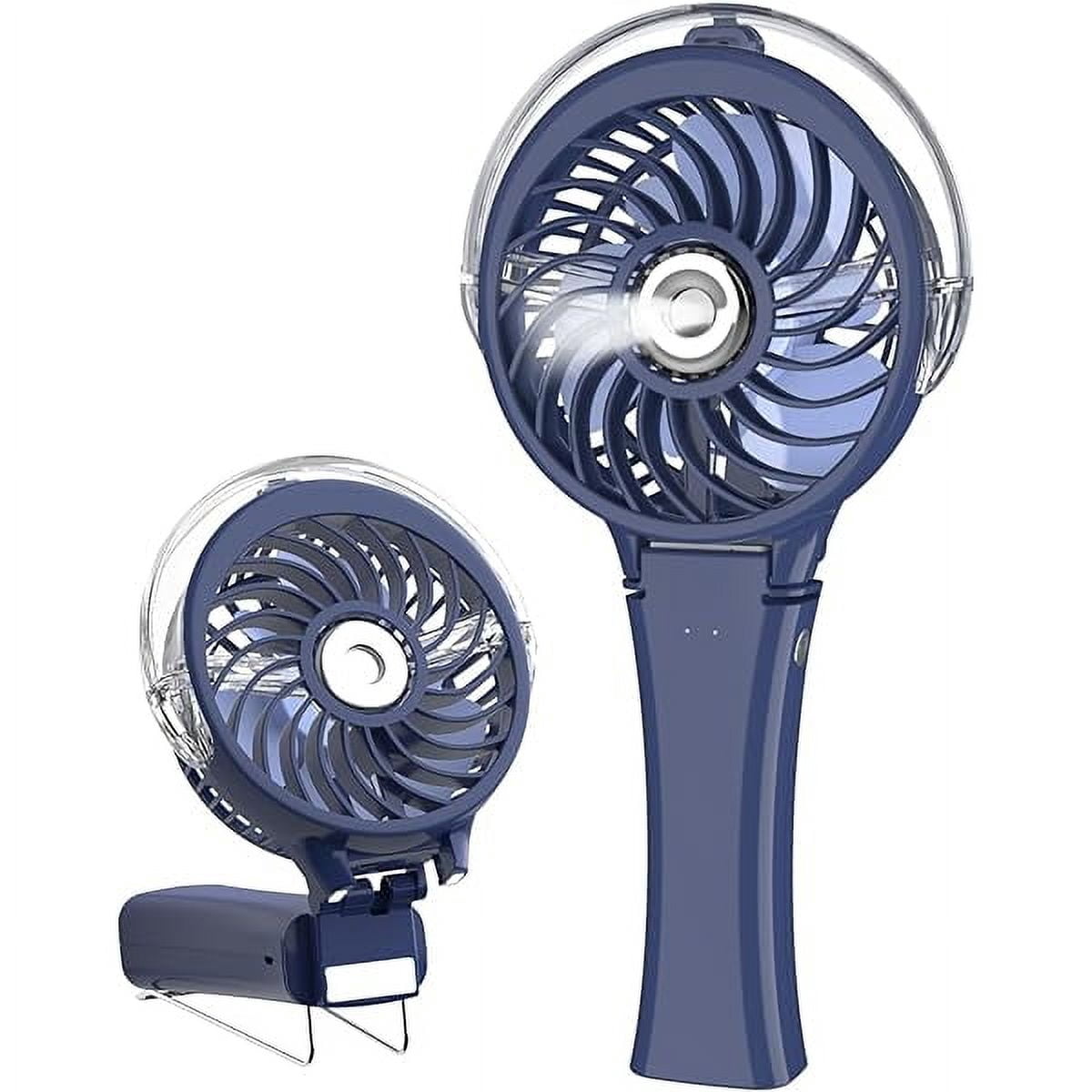 HandFan Portable Handheld Misting Fan, Rechargeable Personal Mister Fan, Battery Operated Spray Water Mist Fan, Foldable Electric Mini Cooling Hand Fans for Beach Travel Outdoors Makeup(Royal Blue)