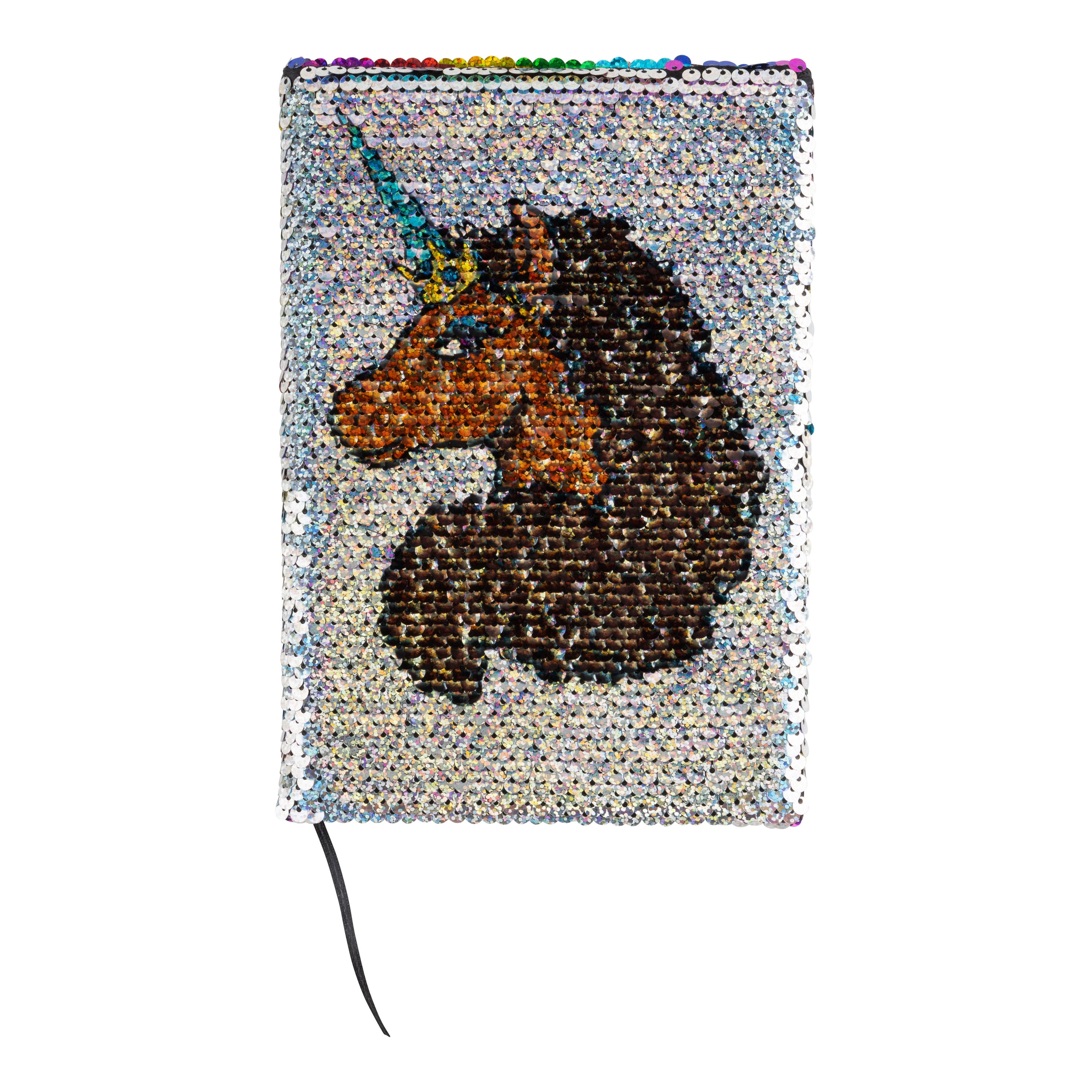Afro Unicorn Shimmering Silver Sequin Journal