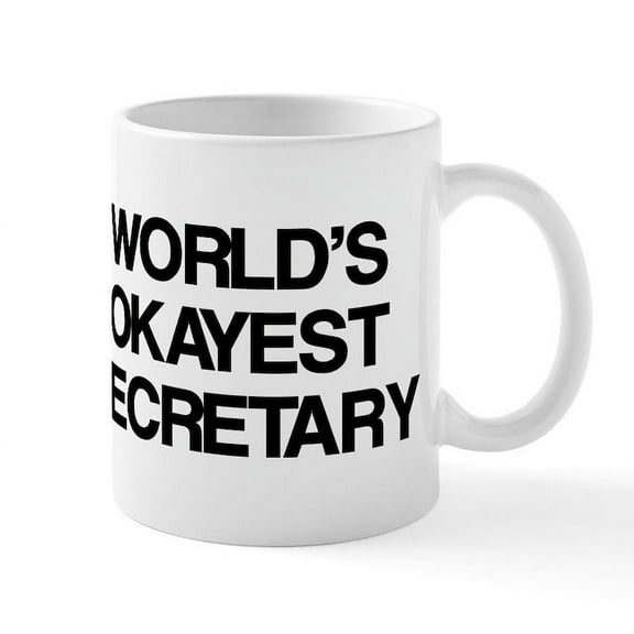 CafePress - World's Okayest Secretary Mug - 11 oz Ceramic Mug - Novelty Coffee Tea Cup