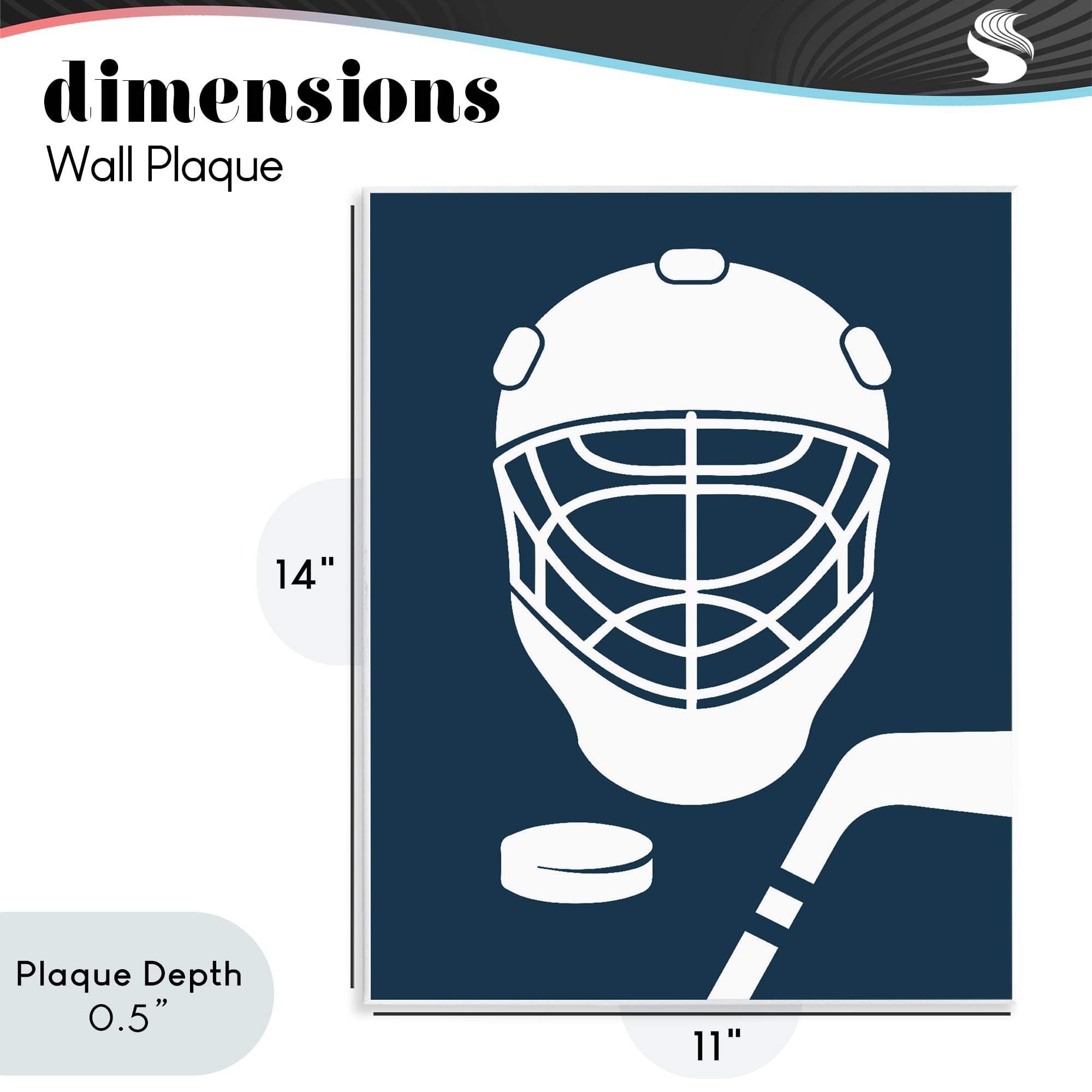 Stupell Industries Hockey Mask Blue & White Wall Plaque Art, design by Melody Hogan