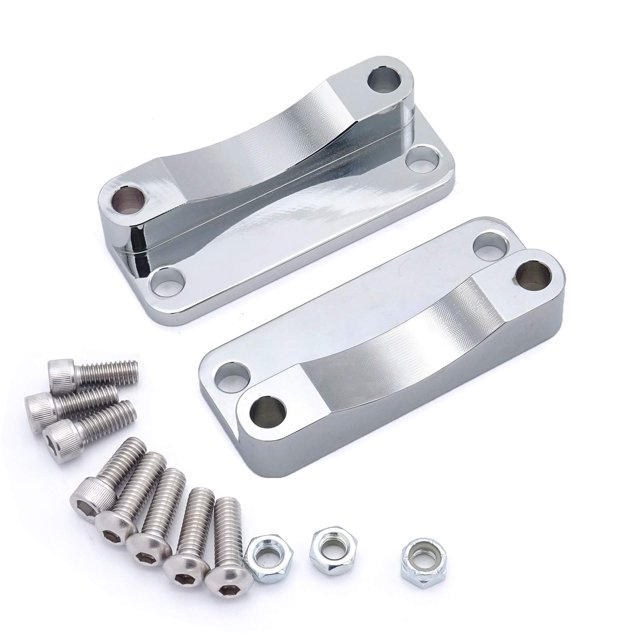 Wsays Touring Kit espaciador de reubicación de guardabarros delantero cromado compatible con Harley Road King Electra Glide FLHR FLHT 2003-2013