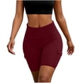 thumbnail image 2 of Athletic Shorts for Women Soild Color Fashion Casual Workout Shorts Lightweight Elastic Waist Slim Fits Summer Shorts with Pocket, 2 of 7