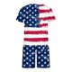 thumbnail image 5 of Hombres Casual Cuello redondo Día de la Independencia Impresión Blusa de manga corta y pantalones cortos Pantalones Traje de dos piezas Pompotops  oipoqjl35715, 5 of 5