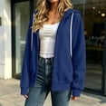 thumbnail image 6 of Besolor Hoodies for Women Fall Winter Drawstring Long Sleeve Zipper Jackets Casual Loose Thick Warm Sweatshirts Coat with Pockets(XX-Large,Blue), 6 of 7