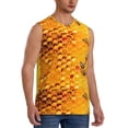 thumbnail image 2 of Fotbe Men's Bees on Hive Honeycomb Print Men's Sleeveless Muscle Tank Tops Casual T-Shirts for Gym Workout Beach-Large, 2 of 8