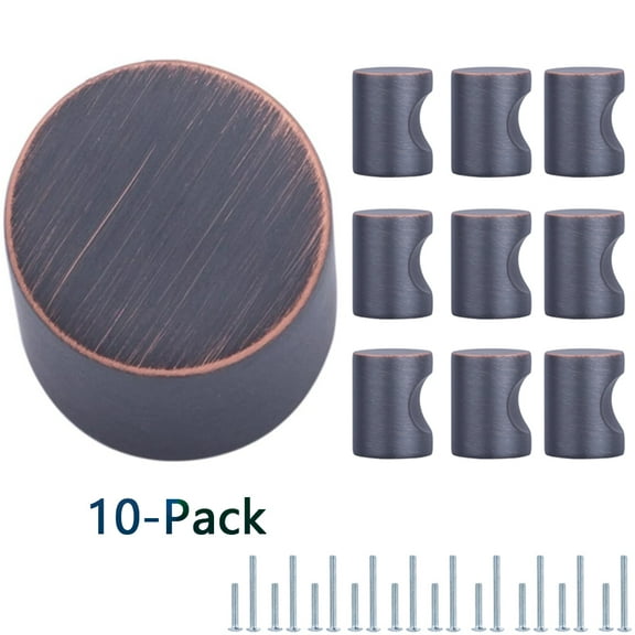 10-Pack Oil Rubbed Bronze Cabinet Knob, 0.75-inch Diameter, Decorative Drawer Pulls for Kitchen & Furniture, Easy Install Hardware (Whistle Design)