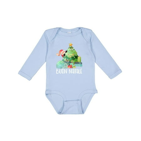 

Inktastic Buon Natale Cute Santa and Christmas Tree Gift Baby Boy or Baby Girl Long Sleeve Bodysuit