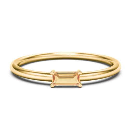 East-West Stackable Baguette Birthstone Ring - Citrine (November)