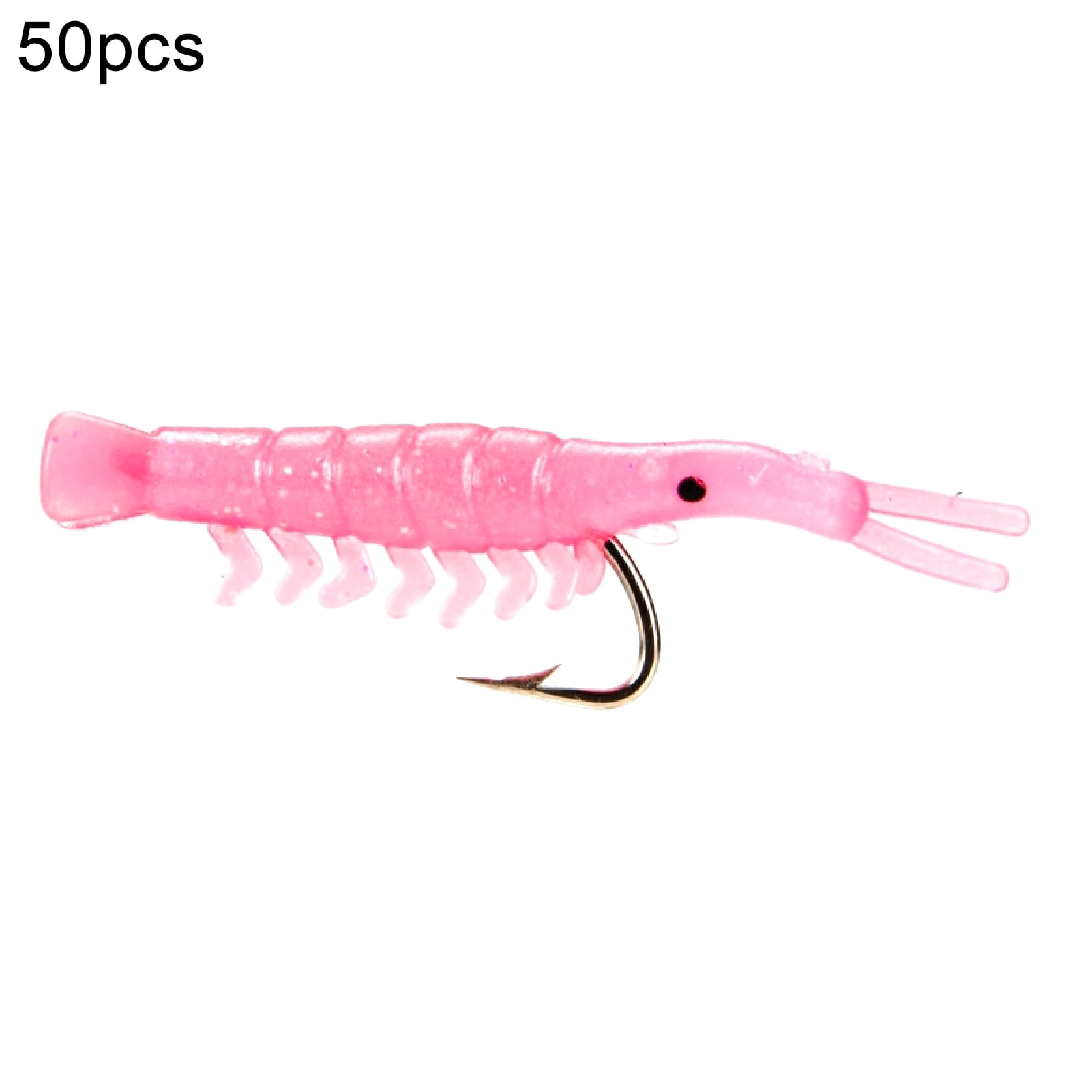 100Pcs/Set Fake Shrimp-Shaped Lure with Sharp Hook Soft Bionic Faux Bait  for Outdoor Fishing 