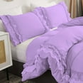 thumbnail image 2 of D.N.G. BEDDINGS Luxurious 1 Piece Double Ruffle Duvet Cover With Zipper Closure, 100% Egyptian Cotton, 800 Thread Cotton King/Cal King Size Lillac Solid, 2 of 6
