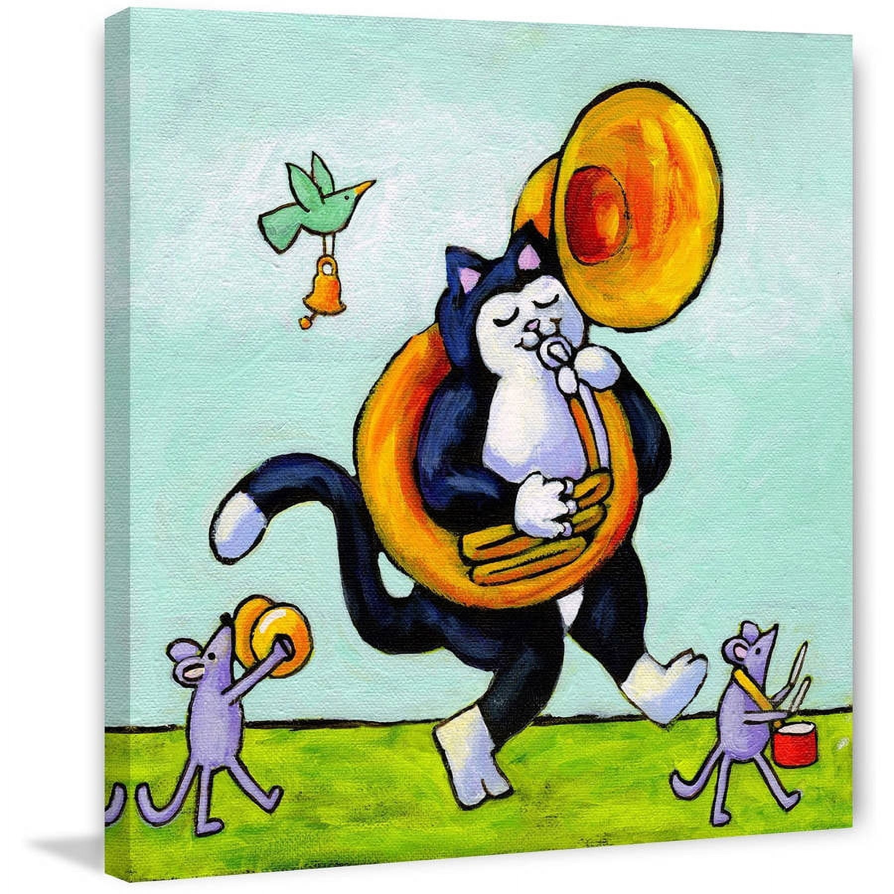 Marmont Hill "John Phillips Sousa Cat" by Janet Nelson Painting Print on Wrapped Canvas