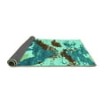 thumbnail image 2 of Ahgly Company Indoor Round Abstract Turquoise Blue Modern Area Rugs, 4' Round, 2 of 4