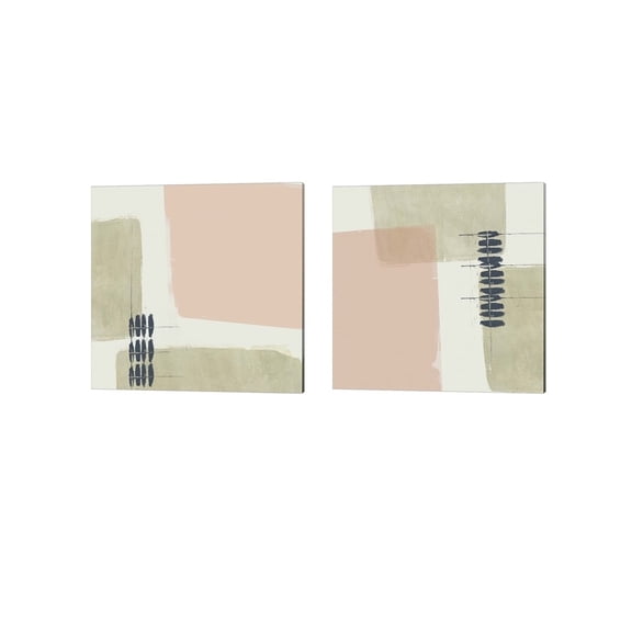 Monotype Abstraction by Jennifer Goldberger Canvas Art Set of 2 14 inch X 14 inch Each