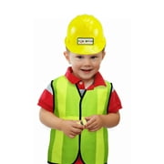 WonkaWoo Construction Worker Costume Yellow Helmet and Green Safety Vest for Children Ages 3 to 6