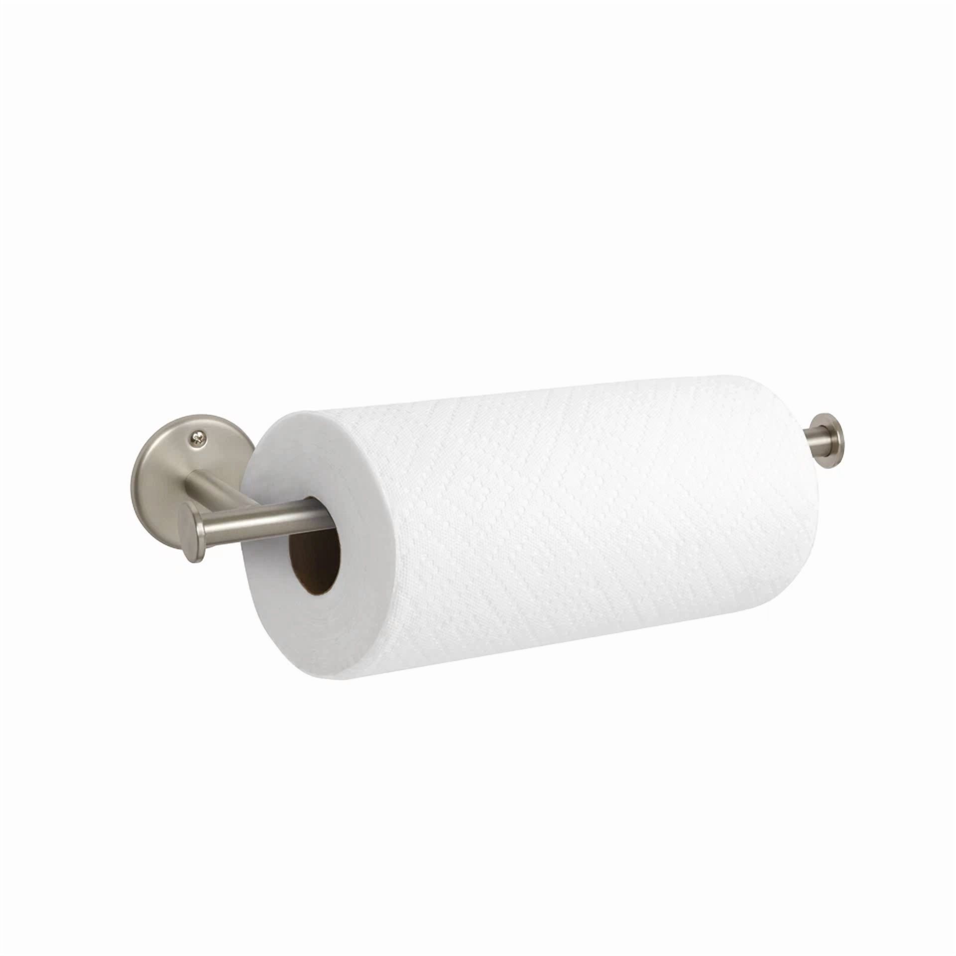 CRESTIN- Metal Wall Mounted Paper Towel Holder 14 Inch Nickel Kitchen