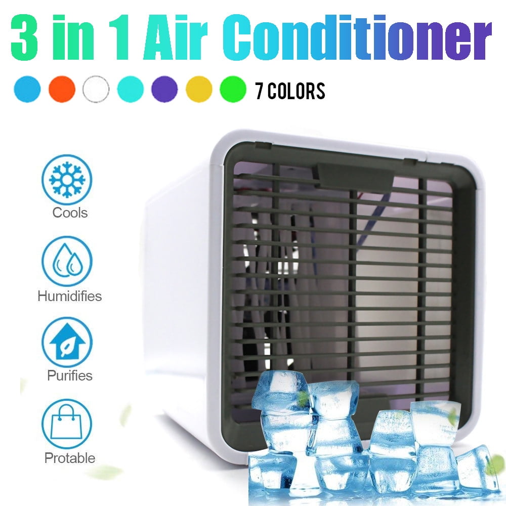 USB Charging 7 LED 3 in 1 Air Conditioner Portable Refrigerator Quiet