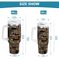 thumbnail image 3 of 40 oz Tumbler with Handle Lid and Straw Insulated Water Tumbler Stainless Steel Water Cup Mug Bottle Reusable Cup Holder Friendly Coffee Letter Print, 3 of 6