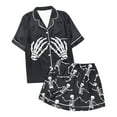 thumbnail image 3 of Womens Pajama Sets Halloween Abstract Print Silk Satshort Sleeve Button Sleepwear Loungewear Nightwear Nightclothes Homewear, 3 of 3