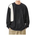 thumbnail image 1 of Ediodpoh Chandail-Over Homme Automne/hiver Patchwork Bicolore Col Rond Ample Design Poche Poitrine Décontractée Chandail à Capuche Mode Hommes Gris m, 1 of 9