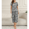 thumbnail image 2 of WQD Womens Pajama Sets Pj Set Floral Print Short Short Sleeve Top With Capri Pants Sleepwear 2 Piece Loungewear with Pockets, 2 of 6