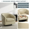 thumbnail image 3 of UIXE PU Leather Swivel Accent Chairs, Modern Upholstered Barrel Club Chair for Living Room, Round Armchair Single Sofa, Cream, 3 of 6