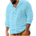 thumbnail image 1 of pstuiky camisa de manga larga para hombre, Blusa informal de manga larga con cuello redondo y botones para hombre salir tops l, 1 of 5