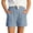 00-Light Blue696, variant on Lullu Girls Summer Linen Shorts Casual Pull On Breathable Shorts with Pockets, Sizes 4-17